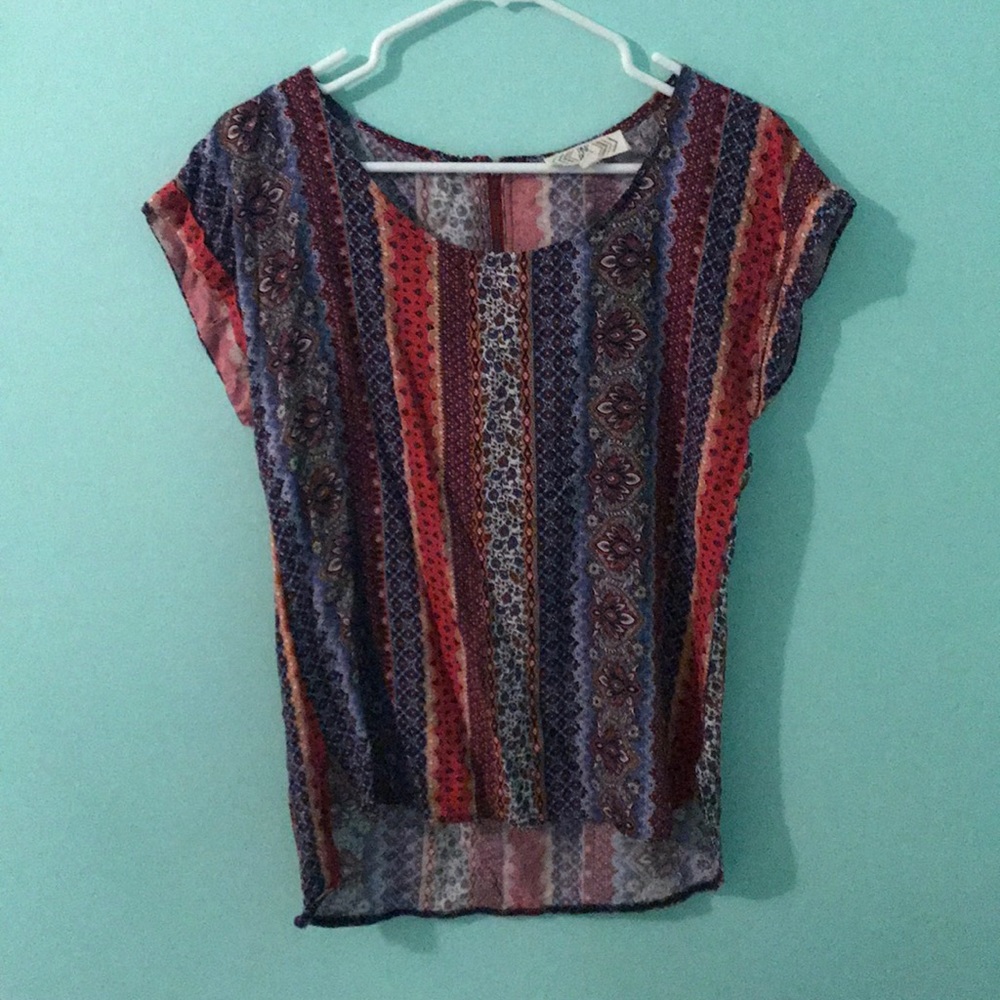 Patterned blouse (blue and burnt orange colors)